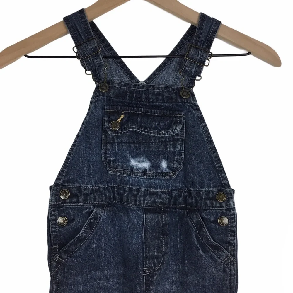 OSHKOSH Overalls Genuine Kids Long Pants Dark Wash Distressed Denim Size 4T
